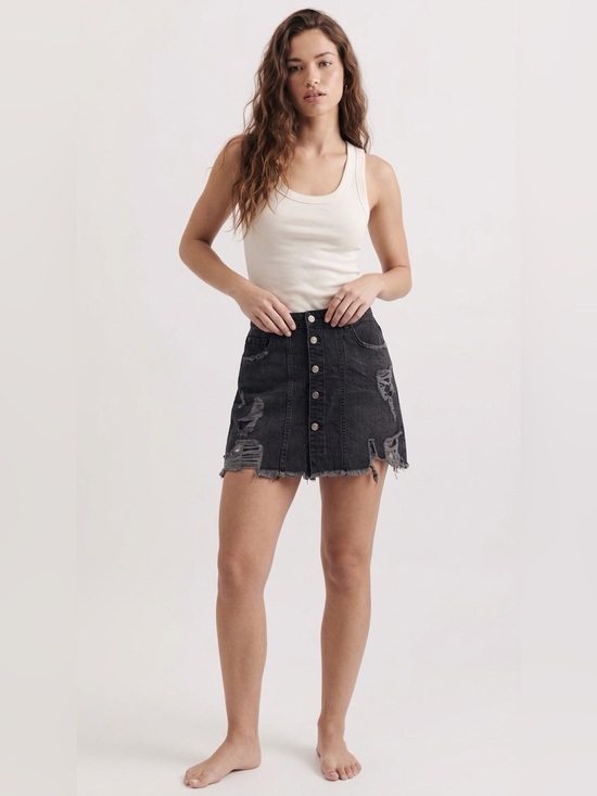 Free People Dresses & Skirts - Free People Women Black Denim Button Up Skirt Size 6